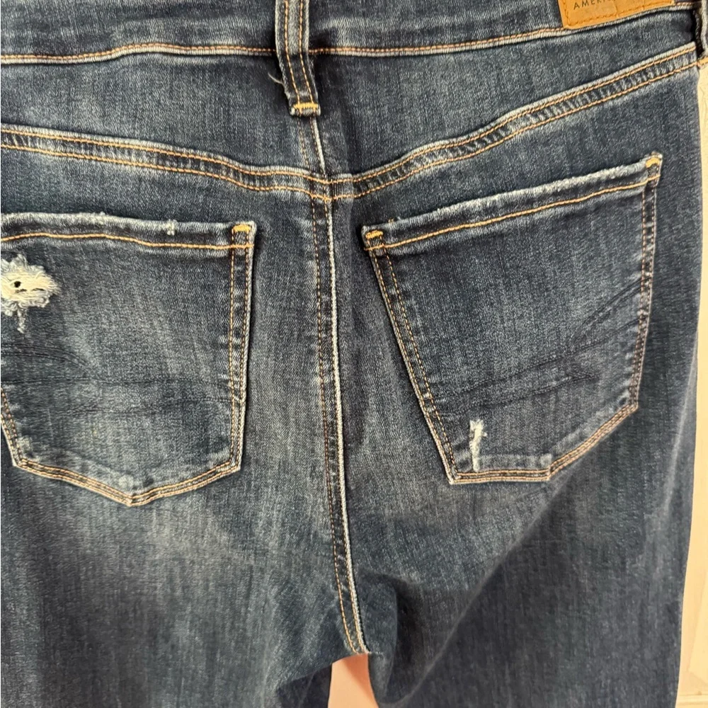 American Eagle Outfitters Skinny Distressed Blue Jeans 8 extra long - Picture 4 of 6